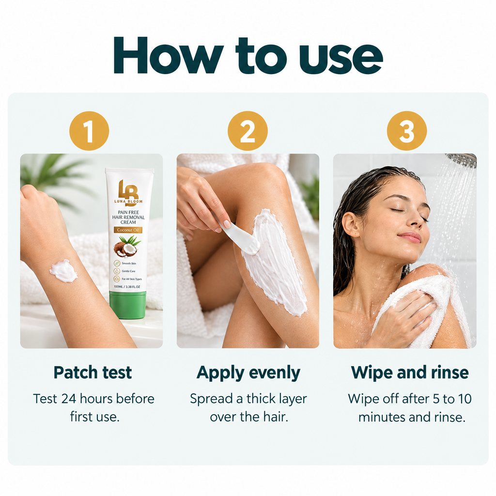 Coconut Pain-Free Hair Removal Cream – how to use
